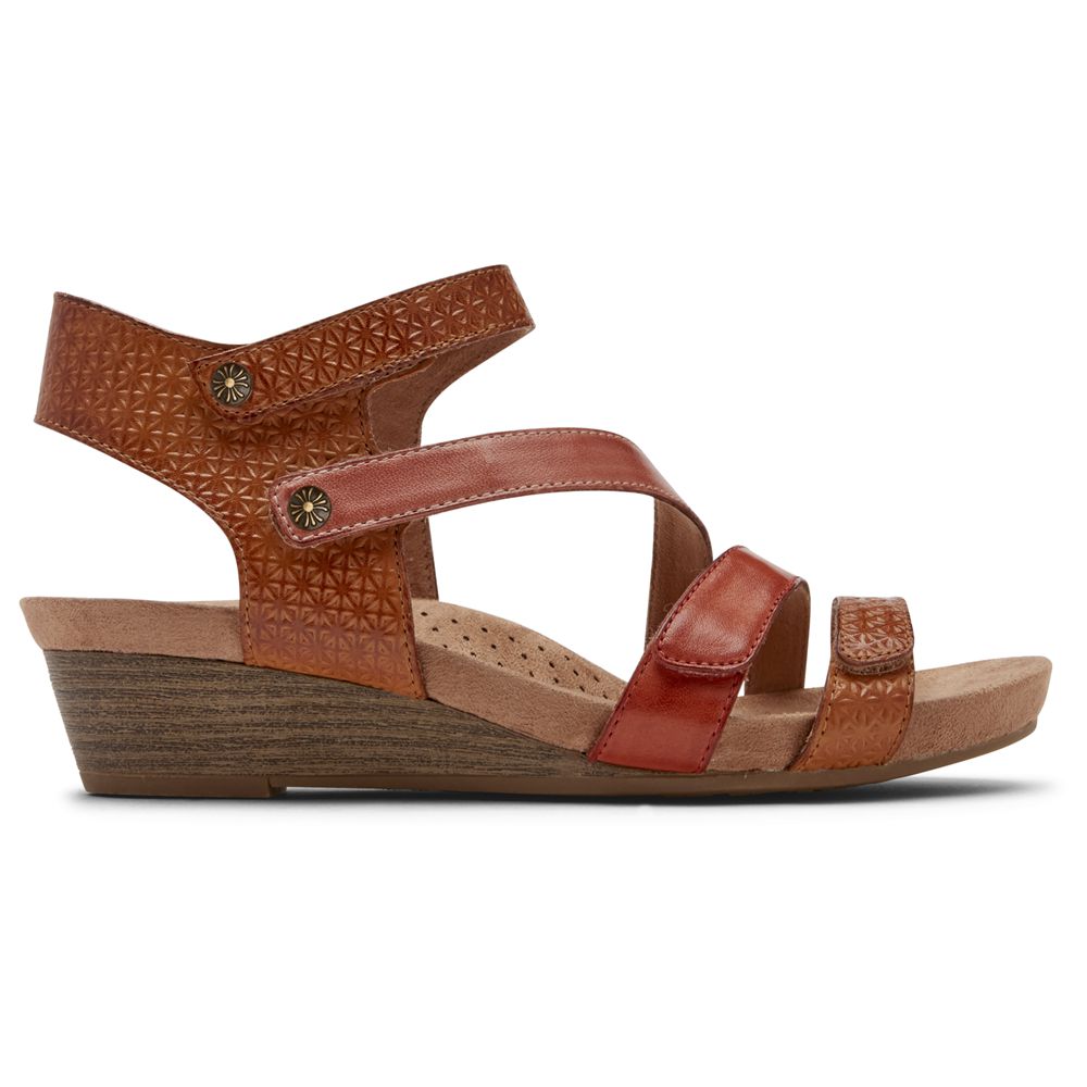 Sandálias De Cunha Mulher Rockport Cobb Hill Hollywood 4-Strap Marrom,Portugal CAFDX-3064